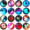 Starry Sky Pattern Refrigerator Magnets, 16 Pack, 1.35 Inches Diameter, Best Housewarming Gift
