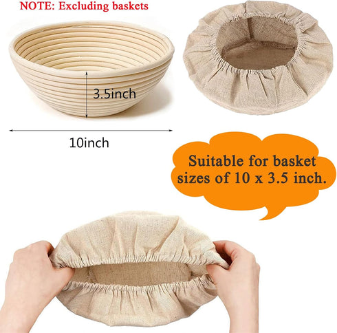 6 Packs Round Bread Proofing Basket Cloth Liner Rattan Baking Dough Basket Cover Natural Rattan Banneton (10 Inch)