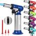 TBTEEK Butane Torch T907 with Fuel Gauge, One-Hand Operation Kitchen Lighter for BBQ, Baking, Crafts (Blue)
