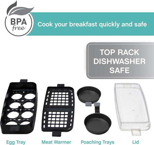 West Bend 78500 Breakfast Station, Black, 2-Slice Toaster with Egg Cooker/Poacher & Warming Tray