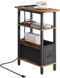 Narrow Side Table with Charging Station - 3 Tier Small End Table for Small Spaces, Rustic Brown