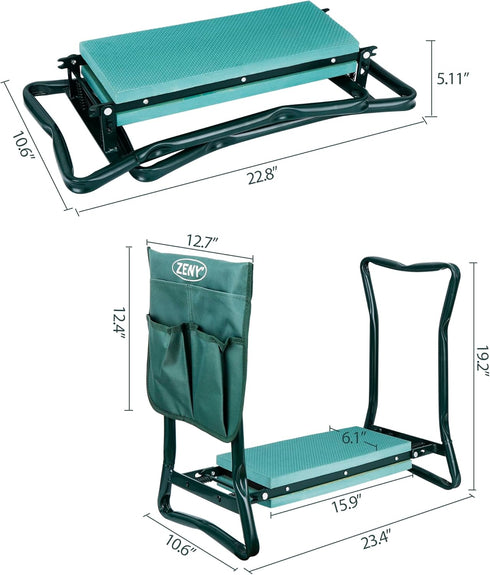 ZENY Folding Garden Kneeler Seat Gardening Workseats Portable Garden Bench Stool with Thicken Foam Kneeling Pad