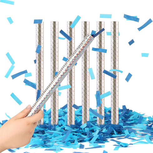 BATTIFE It's a Boy, 6 Pack Gender Reveal Confetti Wands for Baby Boy Shower Party Decorations
