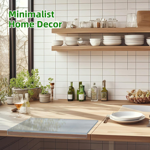 Acrylic Cutting Board with Counter Lip, 17.5"x13.5" Clear Non-Slip Cutting Board for Kitchen Countertop