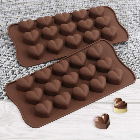 homEdge 15-Cavity Dimpled Heart Shape Chocolate Mold, Silicone for Gummy and Candy