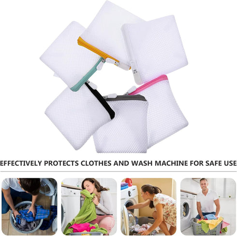 6pcs Mini Mesh Laundry Bags, Zipper Wash Bags for Clothes, Foldable Washing Machine Bags, Soap Pouch Saver