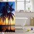Ocean Beach Shower Curtain 72x84, Tropical Palm Tree Bath Curtain with 12 Pack Hooks, Hawaiian Sunset Decor