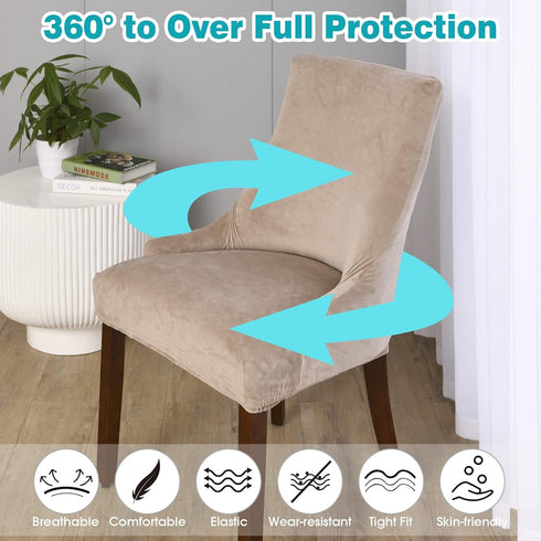 2 Pack TOPCHANCES Velvet Wingback Side Chair Cover,Stretch Banquet Chair Cover Arm Chair Protector Accent Chair Covers