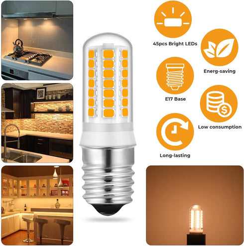 E17 led Microwave Bulb Warm White 3000K, No Dimmable 20W 30W 35W Halogen 120V Microwave Appliance Equivalent Replacement Refrigerator Bulbs 6 Pack by Lososuch