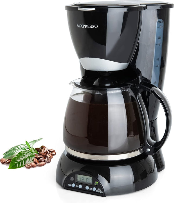 Mixpresso 8-Cup Drip Coffee Maker Programmable, Coffee Pot Machine Including Reusable &
