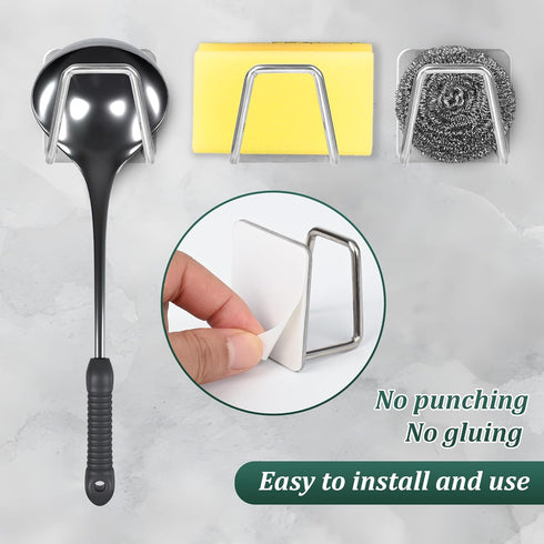 Jerphen 2 Pack SUS304 Sponge Holder for Kitchen SinkStrong Adhesive Stainless Steel Sink Sponge HolderRustproof