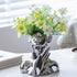 BrownLove Silver Ceramic Face Vase, Modern Silver Decorative Art Vase, Bookshelf Placed On The Desktop, Small Living