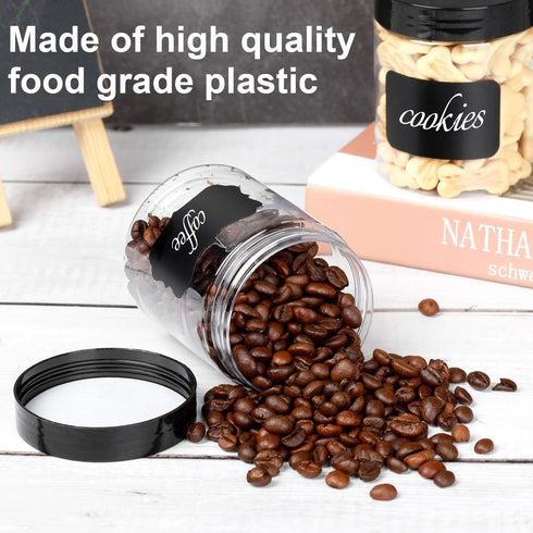 8 OZ Plastic Jars with Lids - 24 Pack Clear Containers for Kitchen and Household Food Storage, BPA Free