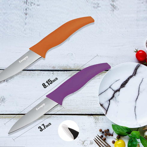 Paring Knife Set of 2 - 3.7 Inch Stainless Steel Fruit and Vegetable Knife, Dishwasher Safe with Comfortable Handle