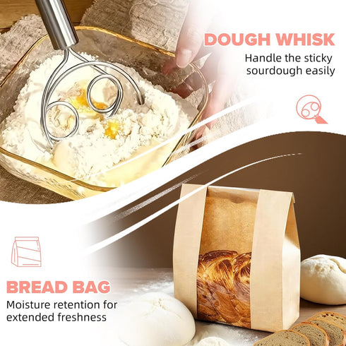 15 24 Oz Set RYTOXILO Sourdough Starter Kit, Pcs Sour Dough Bread Baking Supplies for Beginners with Glass Starter Jar