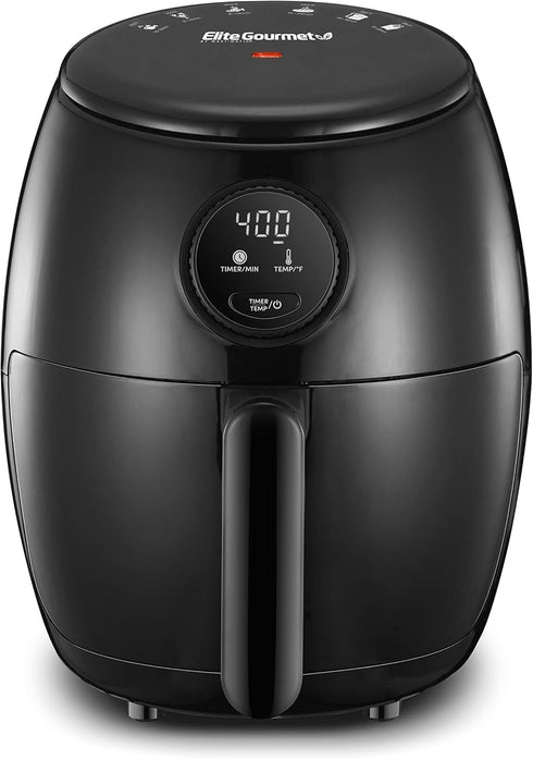Elite Gourmet EAF-2612DX Personal 2.1Qt Compact Programmable Hot Air Fryer, Oil-Less Healthy Cooker, 1000W, Black
