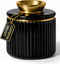 Butter Crock with Lid for Countertop Black and Gold Ceramic French Butter