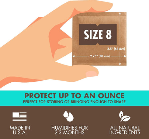 Boveda 58% Two-Way Humidity Control Packs For Storing 1 oz – Size 8 – 10 Pack – Moisture Absorbers for Small Storage Containers – Humidifier Packs – Hydration Packets in Resealable Bag by Boveda