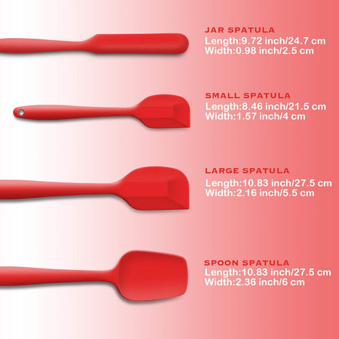 4 Piece Silicone Spatula Set, Flexible Heat Resistant Non-scratch Baking Cooking Rubber Spatulas with Stainless Steel