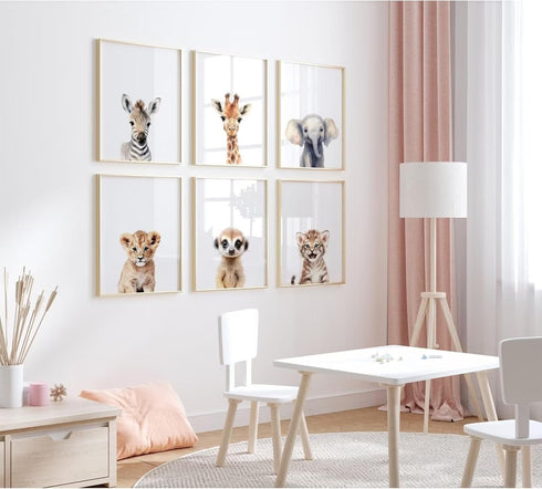 Joocrise Set 6 12x16 Inch Safari Nursery Wall Art Decor of Baby Animal Wall Art Kids Canvas Wall Art Safari Nursery