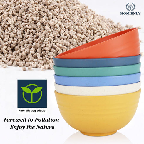 Homienly Cereal Bowls, 6 PC Unbreakable Soup Bowls, Lightweight Wheat Straw Fiber Bowls (26 OZ, 6 PCS)
