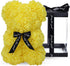LINKLO 10 inch Rose Bear - Artificial Rose Flower Teddy Bear Gift for Wedding, Mother's Day, Anniversary, Transparent
