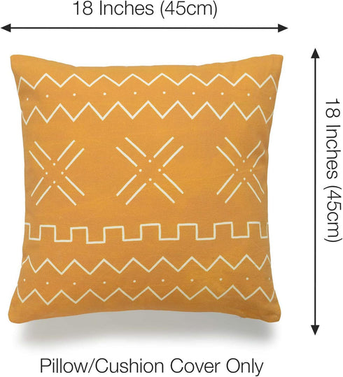 Hofdeco African Mudcloth Pillow Cover ONLY, Mustard Yellow X Stripes, 18"x18"
