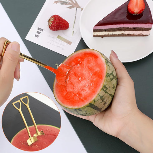 10PCS Gold Shovel Shape Spoons, Mini Cute Stainless Steel Tea Coffee Dessert Mixing Spoons