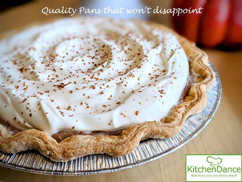 KitchenDance 10" Disposable Aluminum Foil Pie Pans Pack of 12 Strong & Sturdy Tins for Bakers and Cooking