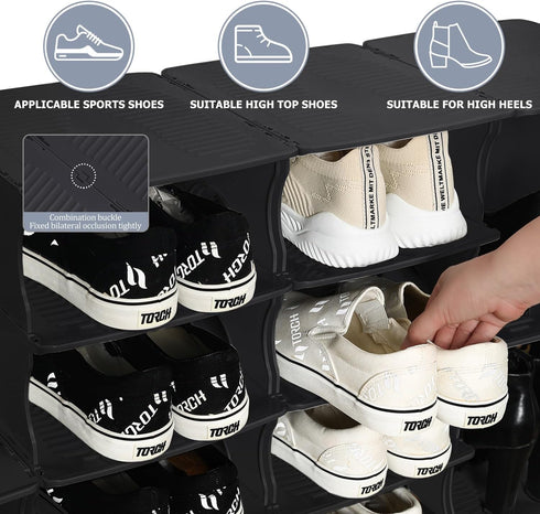 6-Tier Thickened Shoe Rack, Stackable Storage Organizer for Bedroom Entry, Adjustable Rack, Shoe Slots Shelf, Easy
