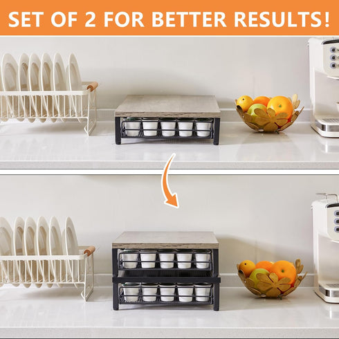 IBUYKE Coffee Pod Drawer Holder, 35 Capacity K Cup Storage Organizer, Under Coffee Pot Storage Drawer for Home Kitchen