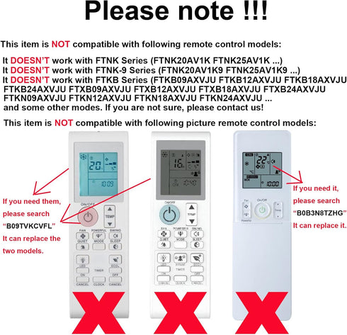 RCECAOSHAN Replacement for Daikin Air Conditioner Remote Control, FTK09NMVJU FTX09NMVJU FTK12NMVJU FTX12NMVJU