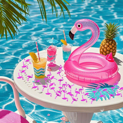 Flamingo Confetti Party Decorations - Pink Glitter Table Confetti for Summer Hawaiian Luau Birthday Decor Favor