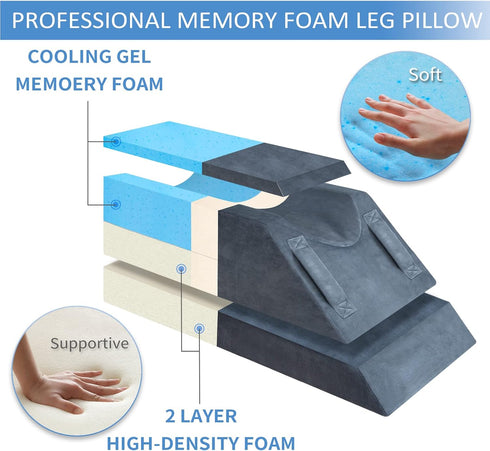 KingPavonini 4-Height Adjustable Leg Elevation Pillows for After Surgery, Memory Foam with 3 Handles and Insert Pad,