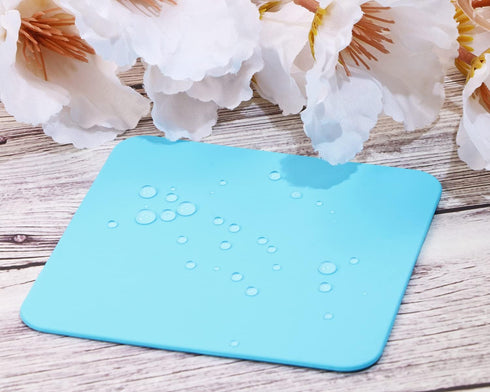 Mini Skater 3pcs 10x10x0.2CM Bar Coasters Square Silicone Coasters for Drinks Beverage Coffee Table Tea Coaster (Blue)