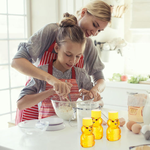 96 2 oz Patelai Pcs Plastic Honey Bear Bottle Bear Shape Clear Honey Containers Empty Honey Dispenser with Lid Honey