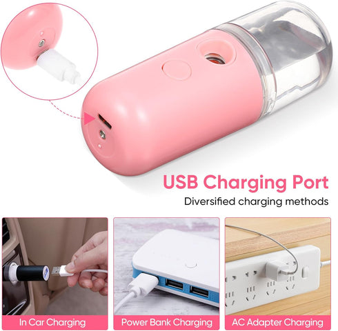 LIFKOME Hand Held Humidifier, Portable Pink Humidifier Diffuser, Face Mister for Home, Office, Travel