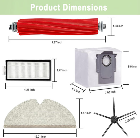 17 Pack Roborock Q7 Replacement Parts for Roborock Q7 Q7+ Q7 Max Q7 Max+ Vacuum Cleaner