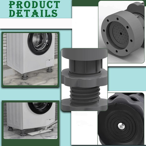 4Pcs Anti Vibration Pads for Washing Machine, Height Adjustable Shock and Noise Cancelling Pads
