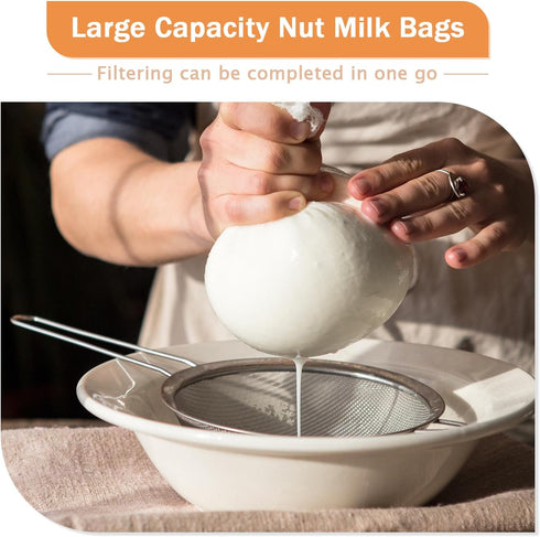 Aecsze 6 Pack 6x8 Inches Nut Milk Bag Reusable Food Strainers, Fine Nylon Mesh Nutmilk Mesh Bag for Straining