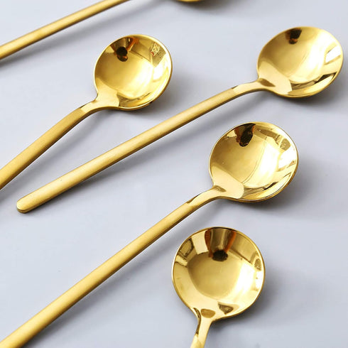 Jucoan 16 Pack Gold Plated Espresso Spoons, 5 Inch Mini Coffee Spoons for Dessert, Ice Cream