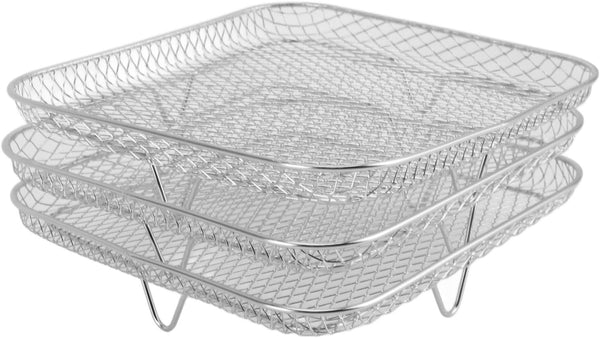 Air Fryer Rack, Three Stackable Dehydrator Racks for Instant Vortex, Nuwave, Stainless Steel Accessories for Ovens,