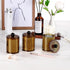 SheeChung 2 Pack Small Clear Plastic Apothecary Jar, 12 Oz, Bronze, Qtip Dispenser Holder for Bathroom Vanity Storage