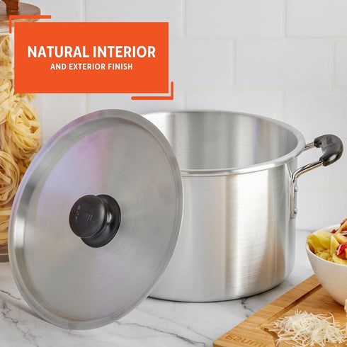 IMUSA USA Silver Aluminum Stock Pot with Lid, 8 Quart, 12 Quart