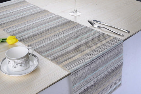 Aothpher Multi Color Rustic Farmhouse Stripe Table Runner, Square Heat Resistant PVC Non-Slip for Kitchen, Weddings,