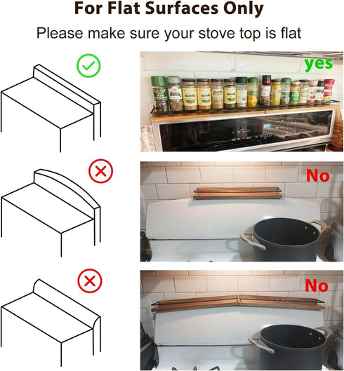 Stove Top Shelf, Magnetic Oven Shelf, Kitchen Storage Solution, 2pcs 15" Hard Wood Spice Racks