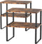 Set of 4 Stackable Counter Shelves, Wood Organizer for Kitchen and Bathroom, Expandable Countertop Racks, Brown