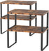 Set of 4 Stackable Counter Shelves, Wood Organizer for Kitchen and Bathroom, Expandable Countertop Racks, Brown