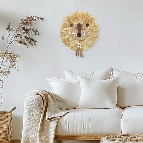 YarnieJiajia Bohemian Lion Head Wall Hanging Art for Nursery - Safari Themed Decor
