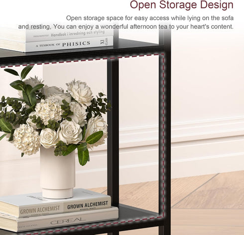 3 Narrow Side Table for Small Space, Tier Slim End Table, Thin Nightstand, Skinny Snack Couch Table, Sofa Bedside Table